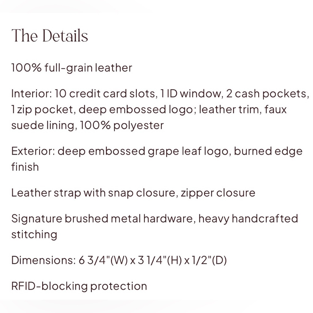 Patricia Nash Nazari Cognac Brown Leather RFID Wallet with Zip and Snap - Picture 10 of 10